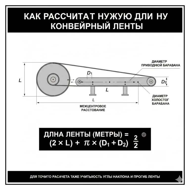 Как рассчитать нужную длину конвейерной ленты для транспортера.